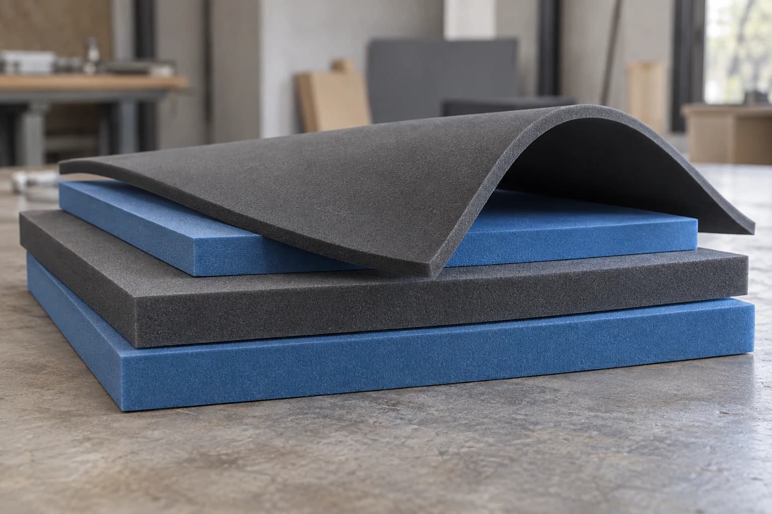 Planchas flexibles de EVA en gris y azul
