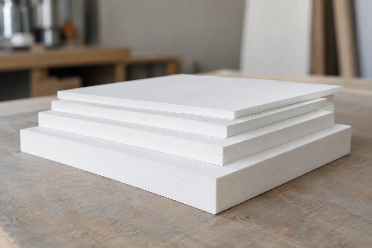 Planchas blancas de PVC espumado de varios espesores