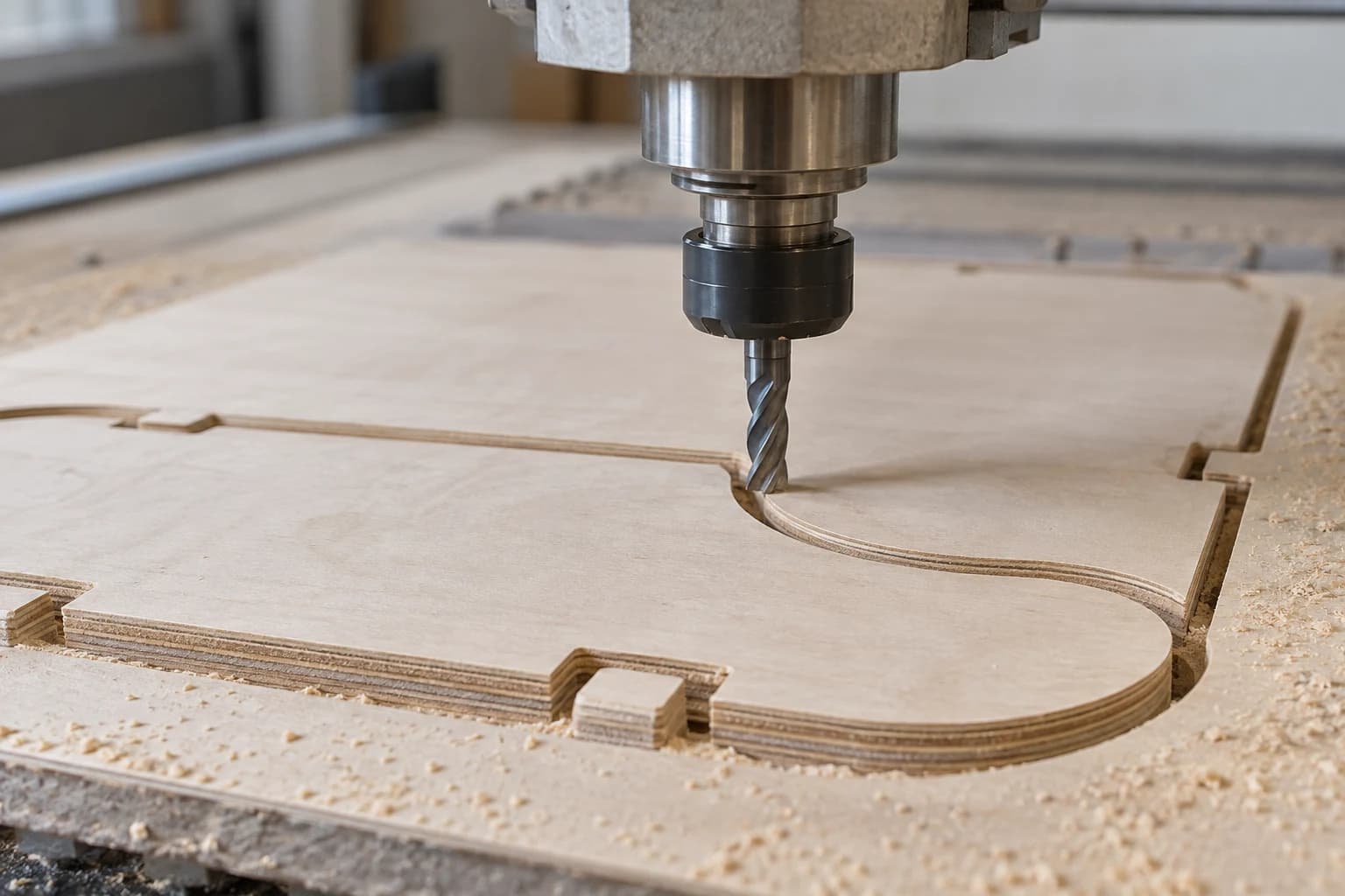 Corte CNC y contornos 2D en contrachapado.