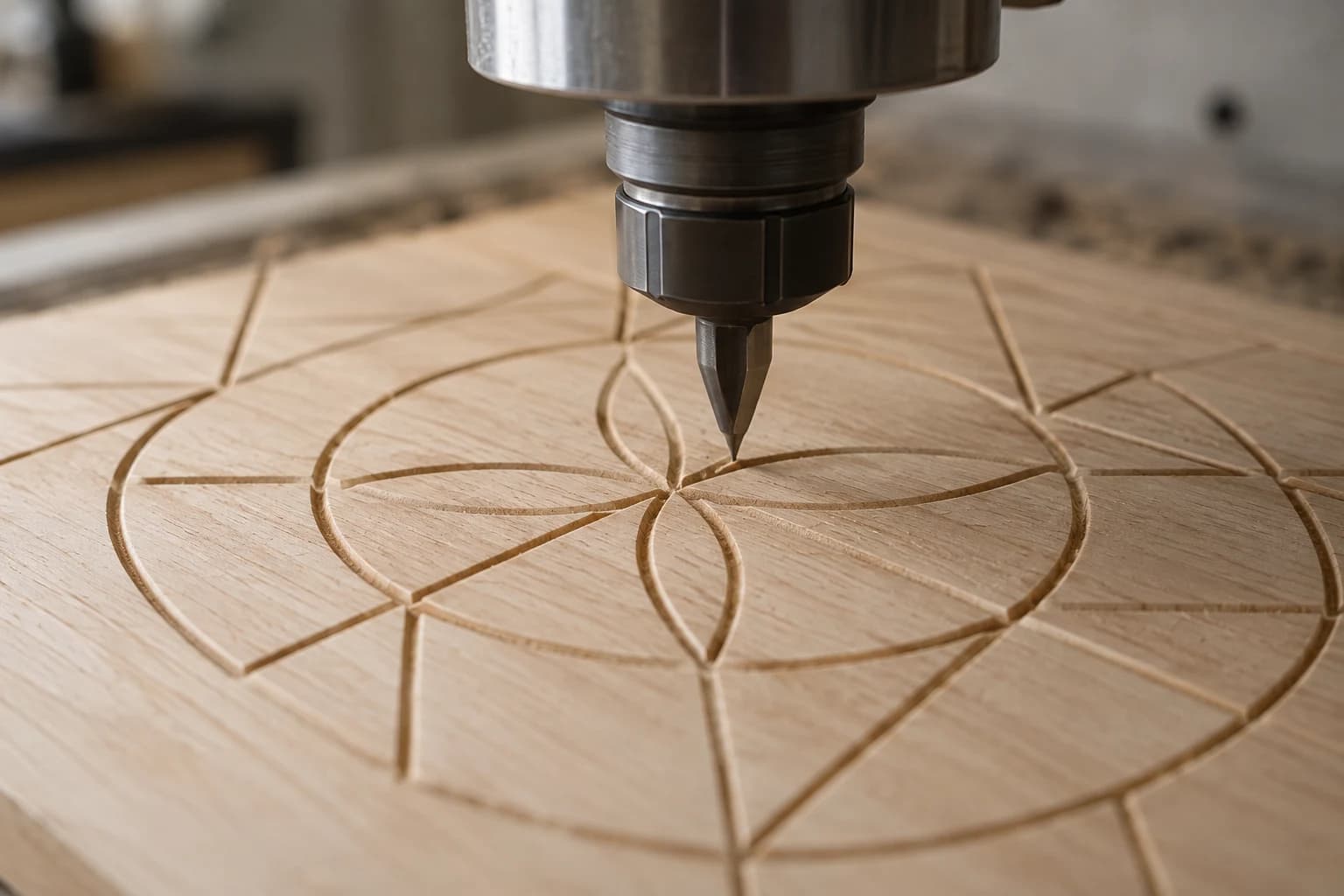 Grabado de líneas y diseños sobre madera.